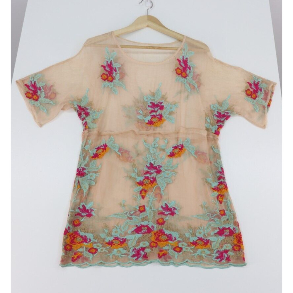 SOFT SURROUNDINGS Women's Silk Embroidered Mariella Tunic Size Med Retail $130